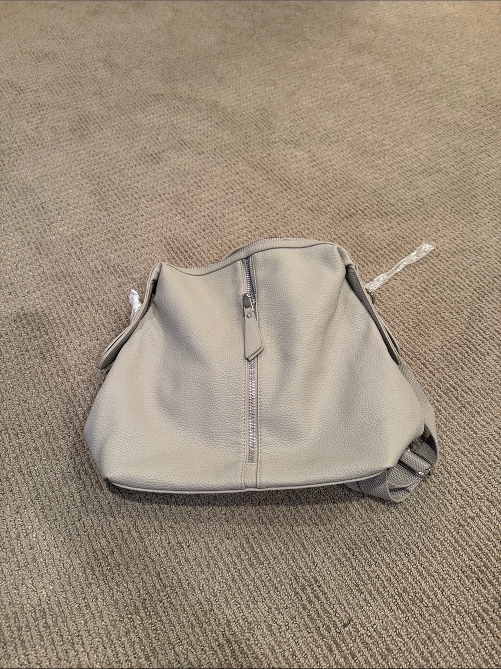 Urban Expressions Gray Pebbled Leather Backpack with Center Zip